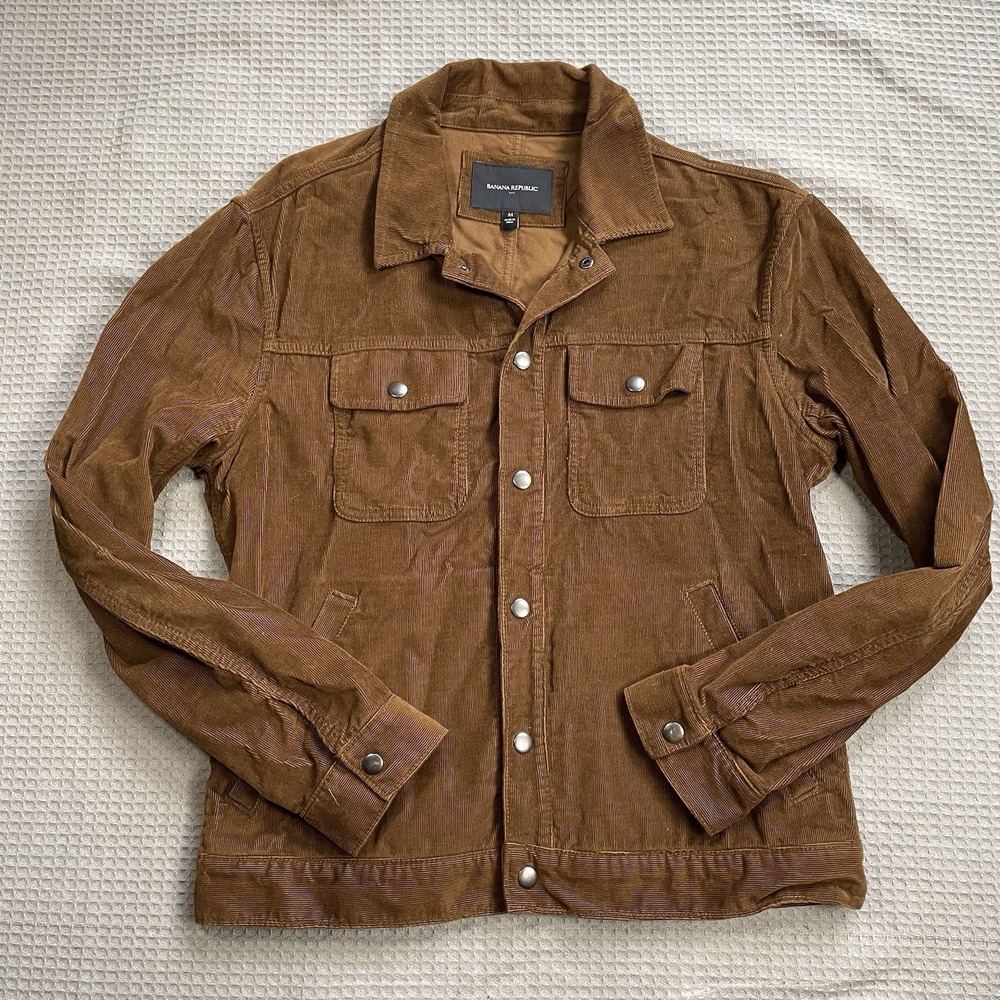 Banana Republic Corduroy Trucker Jacket Medium Men's Vicuna Brown Snap Up